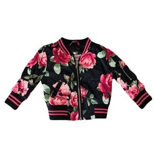 Urban Republic Floral Bomber Jacket Red Black Size 18 Months